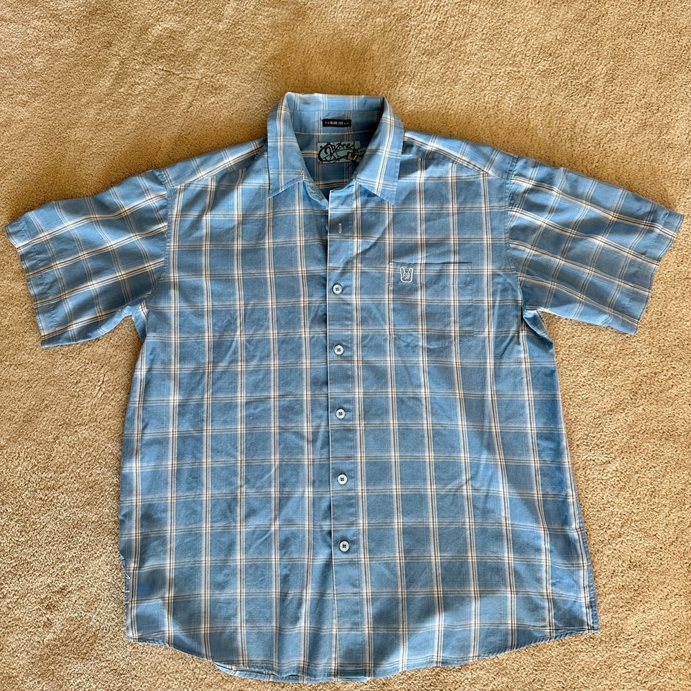 Ripzone Light Blue Checkered slim fit Men's Shirt